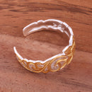 6mm Hawaiian Scroll Two Tone Yellow Gold Plated Cut Out Edge Toe Ring - Hanalei Jeweler