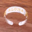 Hawaiian Scroll Two Tone Yellow Gold Plated ALOHA Cut Out Edge Toe Ring - Hanalei Jeweler