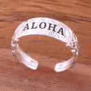 Hawaiian Scroll Black Enamel ALOHA Cut Out Edge Toe Ring - Hanalei Jeweler