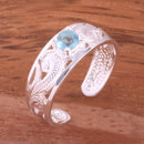 Hawaiian Scroll See Through with Blue Round CZ Toe Ring - Hanalei Jeweler