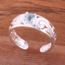 Hawaiian Scroll See Through with Blue Round CZ Toe Ring - Hanalei Jeweler