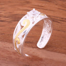 Hawaiian Scroll See Through Two Tone Yellow Gold Plated with Clear Round CZ Toe Ring - Hanalei Jeweler