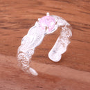 Hawaiian Scroll with Pink Round CZ Cut Out Edge Toe Ring - Hanalei Jeweler