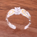 Hawaiian Scroll Two Tone Yellow Gold Plated with Clear Round CZ Cut Out Edge Toe Ring - Hanalei Jeweler