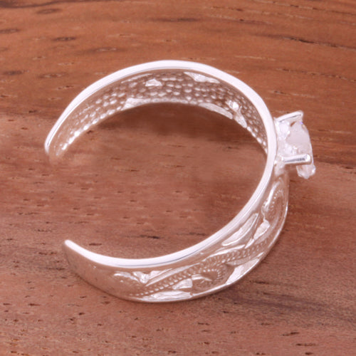 Hawaiian Scroll See Through with Clear Heart CZ Toe Ring - Hanalei Jeweler