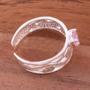 Hawaiian Scroll See Through with Pink Heart CZ Toe Ring - Hanalei Jeweler