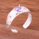 Hawaiian Scroll See Through with Purple Heart CZ Toe Ring - Hanalei Jeweler