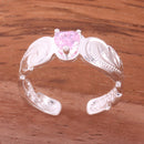 Hawaiian Scroll with Pink Heart CZ Cut Out Edge Toe Ring - Hanalei Jeweler