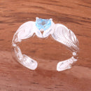 Hawaiian Scroll with Blue Heart CZ Cut Out Edge Toe Ring - Hanalei Jeweler