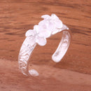 Hawaiian Scroll Two 6mm Plumeria with Clear CZ Smooth Edge Toe Ring - Hanalei Jeweler