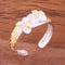 Hawaiian Scroll Two Tone Yellow Gold Plated Two 6mm Plumeria with Clear CZ Smooth Edge Toe Ring - Hanalei Jeweler