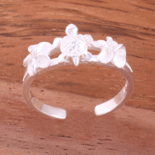 6mm Plumeria and Honu Toe Ring - Hanalei Jeweler