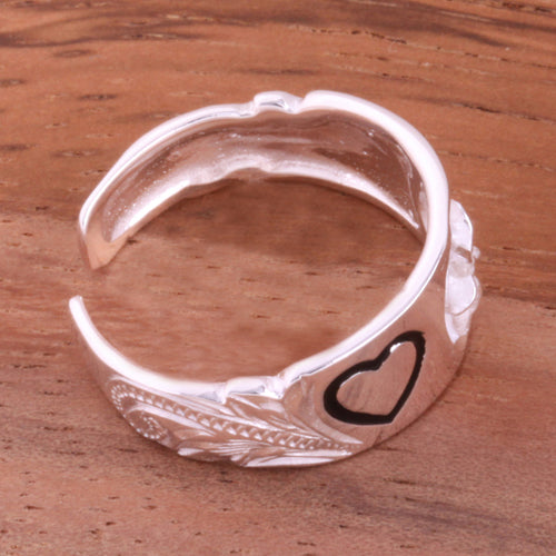 Hawaiian Scroll 6mm Plumeria and Heart Toe Ring - Hanalei Jeweler