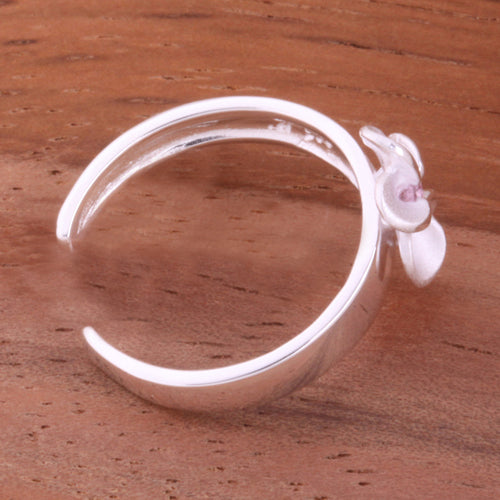8mm Plumeria with Pink CZ Toe Ring - Hanalei Jeweler