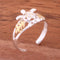 Two Tone Yellow Gold Plated Honu and Plumeria with Clear CZ Toe Ring - Hanalei Jeweler