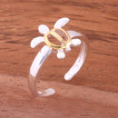 Hawaiian Two Tone Yellow Gold Plated Honu Toe Ring - Hanalei Jeweler