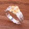 Hawaiian Scroll Two Tone Yellow Gold Plated 8mm Plumeria with Clear CZ Cut Out Edge Toe Ring - Hanalei Jeweler