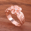Hawaiian Scroll Pink Gold Plated 8mm Plumeria with Clear CZ Cut Out Edge Toe Ring - Hanalei Jeweler