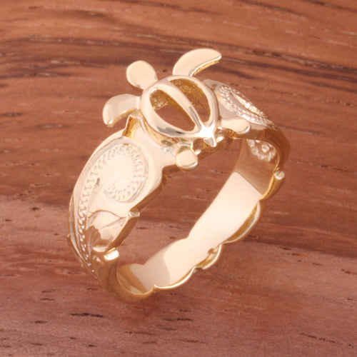 Hawaiian Scroll Yellow Gold Plated Honu Cut Out Edge Toe Ring - Hanalei Jeweler
