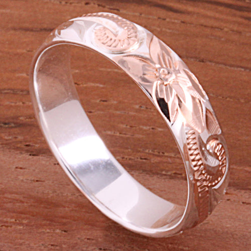4mm Hawaiian Scroll Two Tone Pink Gold Plated Smooth Edge Toe Ring - Hanalei Jeweler