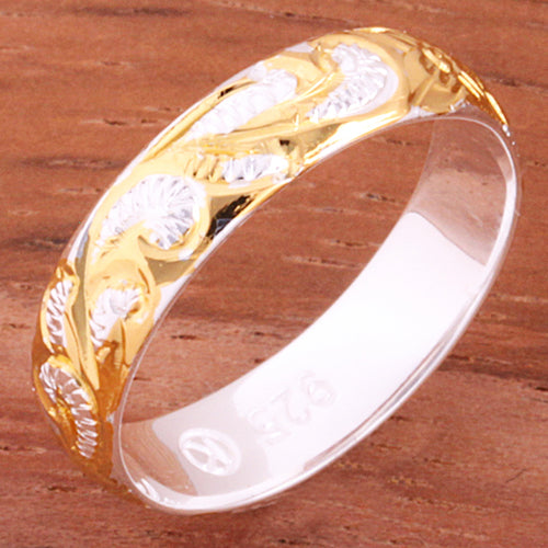 4mm Hawaiian Queen Scroll Two Tone Yellow Gold Plated Smooth Edge Toe Ring - Hanalei Jeweler