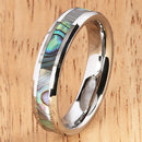 5mm Abalone Shell Inlaid Tungsten Beveled Edge Wedding Ring - Hanalei Jeweler