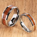 5mm Natural Hawaiian Koa Wood Inlaid Tungsten Beveled Edge Wedding Ring - Hanalei Jeweler