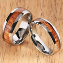 8mm Natural Hawaiian Koa Wood Inlaid Tungsten Oval Wedding Ring - Hanalei Jeweler