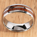 8mm Natural Hawaiian Koa Wood Inlaid Tungsten Double Row Wedding Ring - Hanalei Jeweler