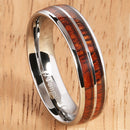 6mm Natural Hawaiian Koa Wood Inlaid Tungsten Double Row Wedding Ring - Hanalei Jeweler