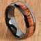 8mm Natural Hawaiian Koa Wood Inlaid High Tech Black Ceramic Oval Wedding Ring - Hanalei Jeweler