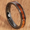 Natural Hawaiian Koa Wood Inlaid High Tech Black Ceramic Wedding Ring Flat 4mm Hawaiian Ring - Hanalei Jeweler