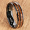 6mm Natural Hawaiian Koa Wood Inlaid High Tech Black Ceramic Double Row Wedding Ring - Hanalei Jeweler