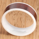 8mm Natural Hawaiian Koa Wood Inlaid High Tech White Ceramic Flat Wedding Ring - Hanalei Jeweler