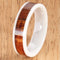6mm Natural Hawaiian Koa Wood Inlaid High Tech White Ceramic Flat Wedding Ring - Hanalei Jeweler