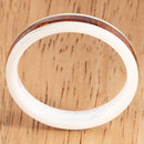 4mm Natural Hawaiian Koa Wood Inlaid High Tech White Ceramic Barrel Wedding Ring - Hanalei Jeweler