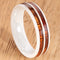 6mm Natural Hawaiian Koa Wood Inlaid High Tech White Ceramic Double Row Wedding Ring - Hanalei Jeweler