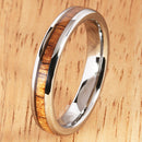 4mm Natural Hawaiian Koa Wood Inlaid Tungsten Oval Wedding Ring - Hanalei Jeweler