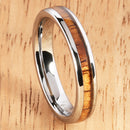 4mm Natural Hawaiian Koa Wood Inlaid Tungsten Oval Wedding Ring - Hanalei Jeweler