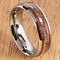 Koa Wood Abalone Tungsten Wedding Ring Central Abalone 6mm Barrel Shape Hawaiian Ring - Hanalei Jeweler