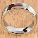 6mm Natural Hawaiian Koa Wood and Abalone Inlaid Tungsten Block Wedding Ring - Hanalei Jeweler