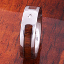 6mm Original Hawaiian Koa Wood with Diamond Inlaid Tungsten Oval Wedding Ring - Hanalei Jeweler