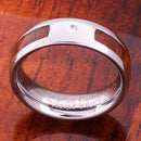 6mm Original Hawaiian Koa Wood with Diamond Inlaid Tungsten Oval Wedding Ring - Hanalei Jeweler