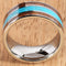 Koa Wood Turquoise Wedding Ring Flat Mens Ring 10mm Flat Shape Hawaiian Ring - Hanalei Jeweler