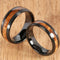 Black Tungsten Natural Hawaiian Koa Wood Inlaid Mens Wedding Ring Barrel Shape 8mm/6mm Set - Hanalei Jeweler