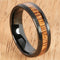 Black Tungsten Natural Hawaiian Koa Wood Inlaid Wedding Ring Barrel Shape 6mm Hawaiian Ring - Hanalei Jeweler