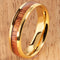 A Pair of Yellow Gold Tungsten Natural Hawaiian Koa Wood Inlay Mens Wedding Ring Dome Shape 8mm and 6mm - Hanalei Jeweler