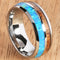 Koa Wood Opal Tungsten Two Tone Mens Wedding Ring Half Wood/Opal 8mm Barrel Shape Hawaiian Ring - Hanalei Jeweler