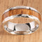 Sterling Silver Koa Wood Wedding Ring Hand-made Scroll Engraving 8mm - Hanalei Jeweler