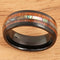 Koa Wood Ring  Abalone Inlay Black Tungsten Wedding Ring Central Abalone 8mm Barrel Shape - Hanalei Jeweler